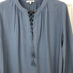 Madewell Blue Lace Up Tunic Top